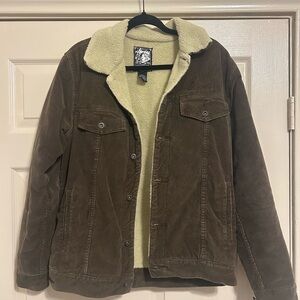 Stussy Brown Corduroy Jacket with Cream Sherpa Lining